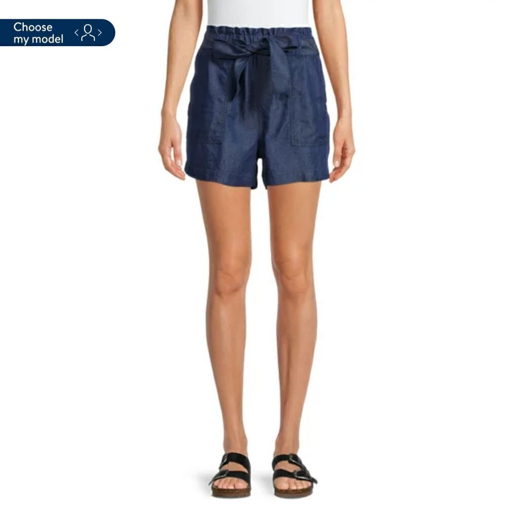 Time‎ and Tru Women's Size 18 Fashion Short Denim Medium Wash Tie Waist Stretch